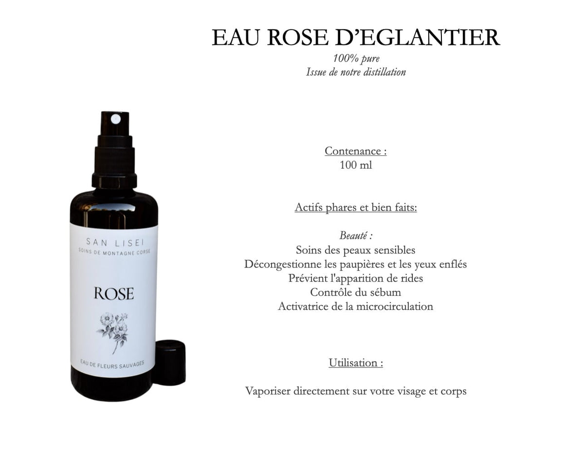 Eau florale de rose d'églantier San Lisei, flacon 100 ml
