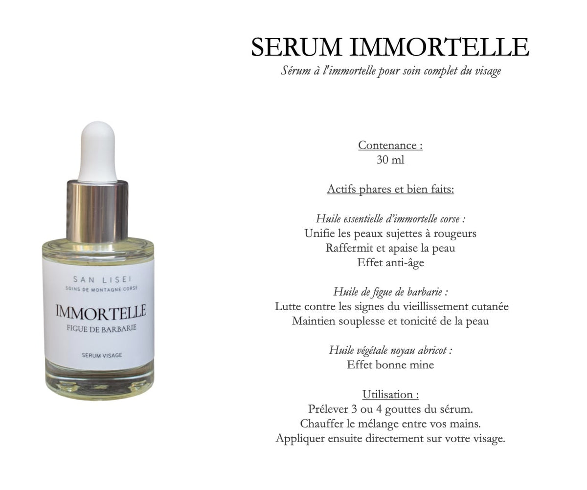 Sérum visage immortelle San Lisei, flacon 30 ml