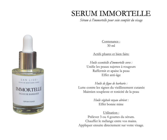Sérum visage immortelle San Lisei, flacon 30 ml